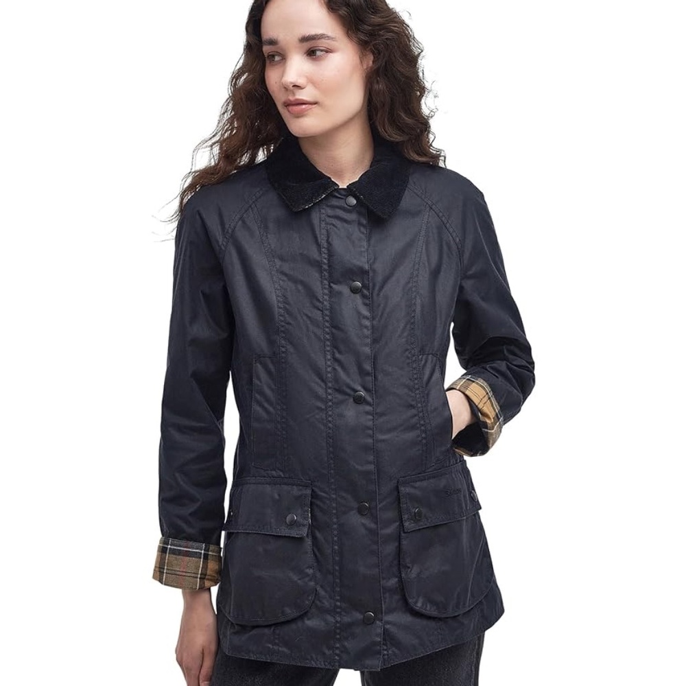 Women's Barbour Beadnell Waxed Jacket, Navy, Size US4